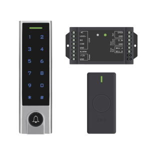 Mini Controlador de Acceso con Teclado Inalámbrico / Cuenta con Botón de Salida Inalámbrico / Soporta Tarjeta y Contraseña / Cuenta con Botón de Timbre